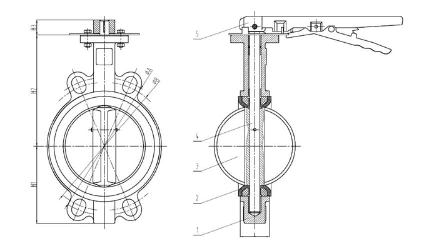 不銹鋼襯四氟蝶閥結構圖